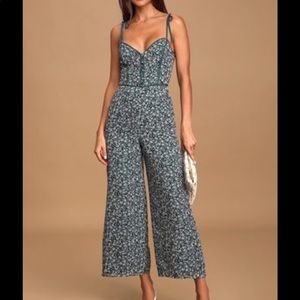 ISO Lulus Lagoon Stolls Blue Floral Print Jumpsuit